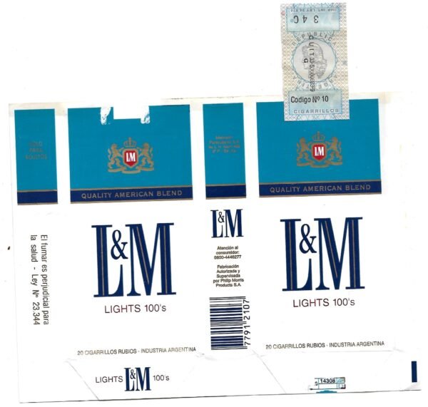 MARQUILLA L&M 20 CIGARRILLOS INDUSTRIA ARGENTINA SOFT
