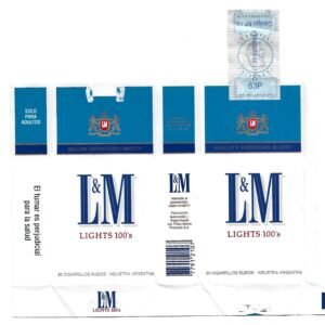 MARQUILLA L&M 20 CIGARRILLOS INDUSTRIA ARGENTINA SOFT