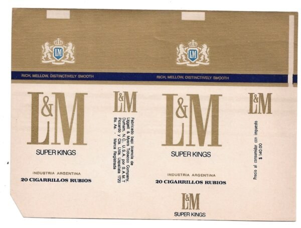 MARQUILLA L&M 20 CIGARRILLOS INDUSTRIA ARGENTINA SOFT
