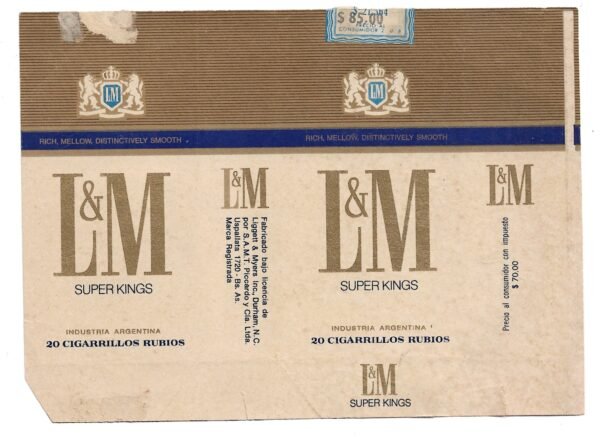 MARQUILLA L&M 20 CIGARRILLOS INDUSTRIA ARGENTINA SOFT
