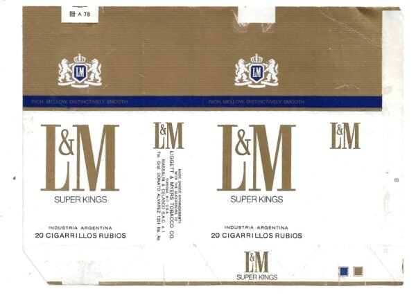 MARQUILLA L&M 20 CIGARRILLOS INDUSTRIA ARGENTINA SOFT