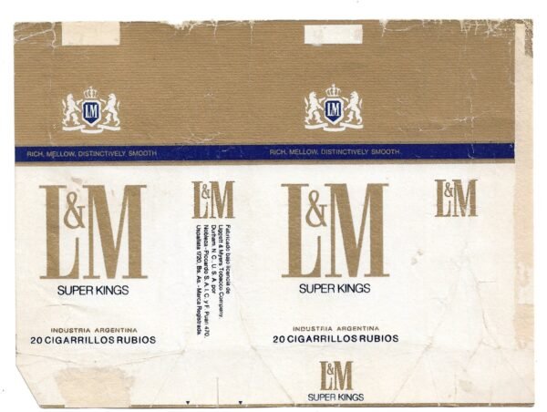 MARQUILLA L&M 20 CIGARRILLOS INDUSTRIA ARGENTINA SOFT