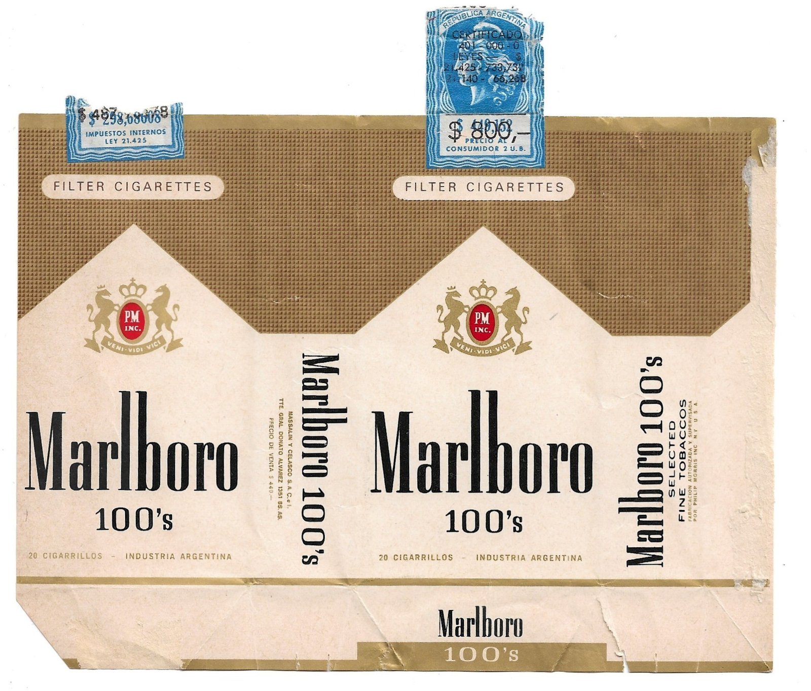 MARQUILLA MALBORO 20 CIGARRILLOS INDUSTRIA ARGENTINA SOFT