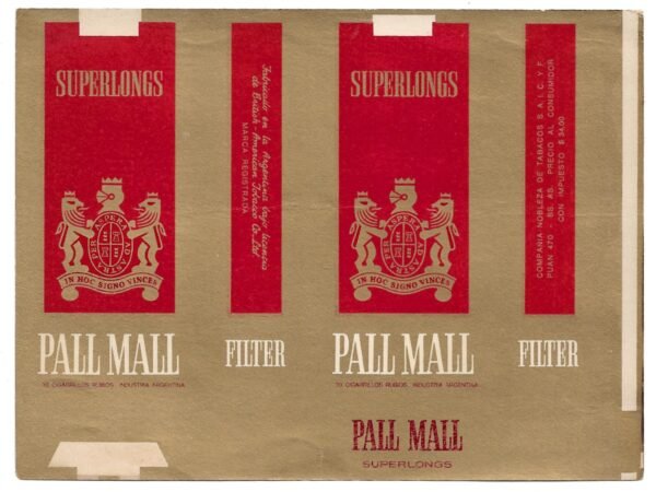 MARQUILLA PALL MALL 20 CIGARRILLOS INDUSTRIA ARGENTINA SOFT