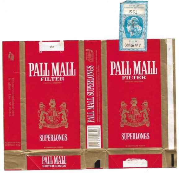 MARQUILLA PALL MALL 20 CIGARRILLOS INDUSTRIA ARGENTINA SOFT
