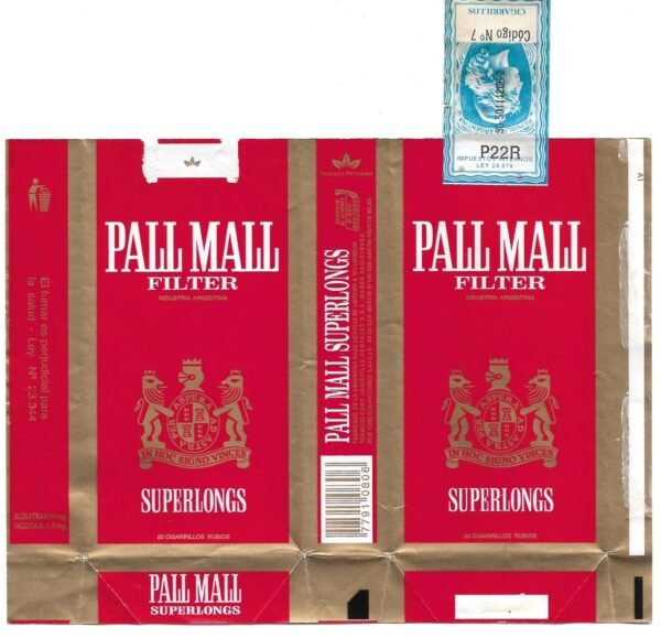 MARQUILLA PALL MALL 20 CIGARRILLOS INDUSTRIA ARGENTINA SOFT