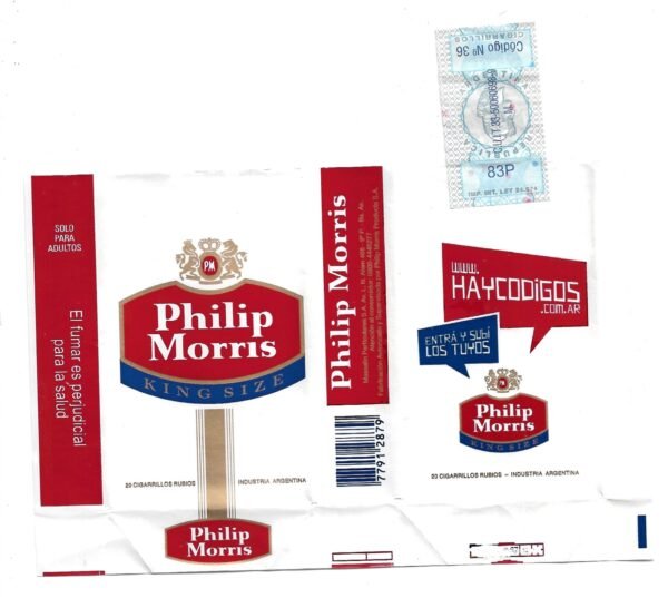 MARQUILLA PHILIP MORRIS 20 CIGARRILLOS INDUSTRIA ARGENTINA SOFT