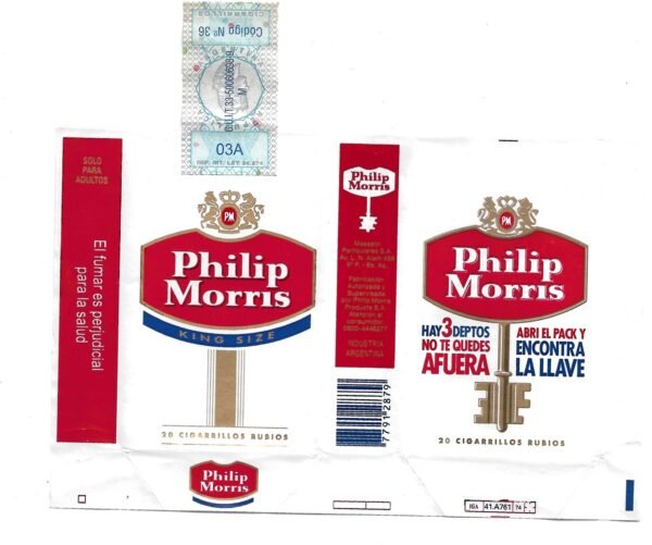 MARQUILLA PHILIP MORRIS 20 CIGARRILLOS INDUSTRIA ARGENTINA SOFT