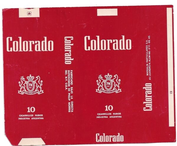MARQUILLA COLORADO 10 CIGARRILLOS INDUSTRIA ARGENTINA SOFT