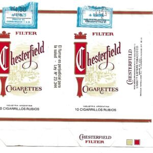 MARQUILLA CHESTERFIELD 10 CIGARRILLOS INDUSTRIA ARGENTINA SOFT