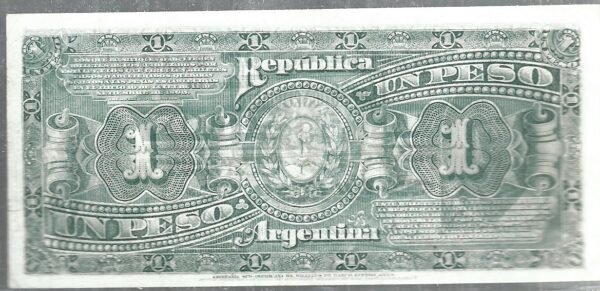 ARGENTINA 1 PESO RESELLO 1897 LA NACION CAJA CONVERSION BOT 1306 - Imagen 2