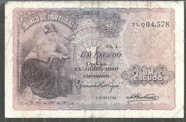 PORTUGAL 1 ESCUDO 1920 VF-