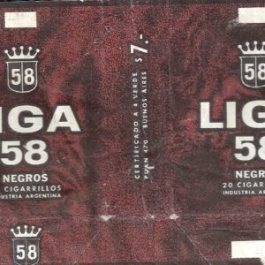 MARQUILLA LIGA 58 20 CIGARRILLOS INDUSTRIA ARGENTINA SOFT