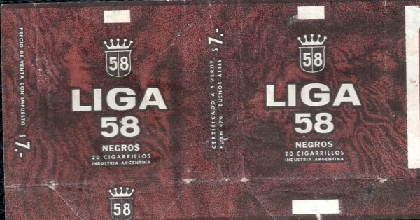 MARQUILLA LIGA 58 20 CIGARRILLOS INDUSTRIA ARGENTINA SOFT