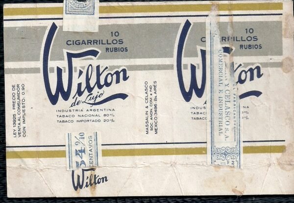 MARQUILLA WILTON 10 CIGARRILLOS INDUSTRIA ARGENTINA SOFT