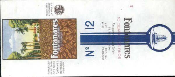MARQUILLA FONTANARES 10 CIGARRILLOS INDUSTRIA ARGENTINA SOFT