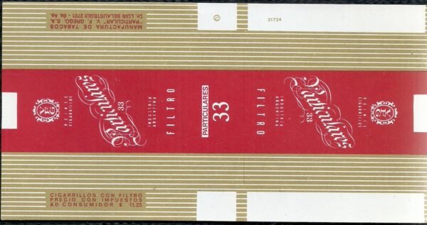 MARQUILLA PARTICULARES 33 20 CIGARRILLOS INDUSTRIA ARGENTINA SOFT