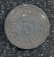 ALEMANIA STADT OHLIGS 5 PFENNIG 1917