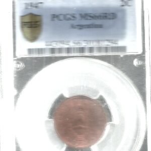 ARGENTINA 2 CENTAVOS 1947 MS 66 CERTIFICADA
