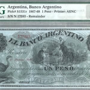 ARGENTINA BILLETE EL BANCO ARGENTINO CERTIFICADO 1767-68 1 PESO
