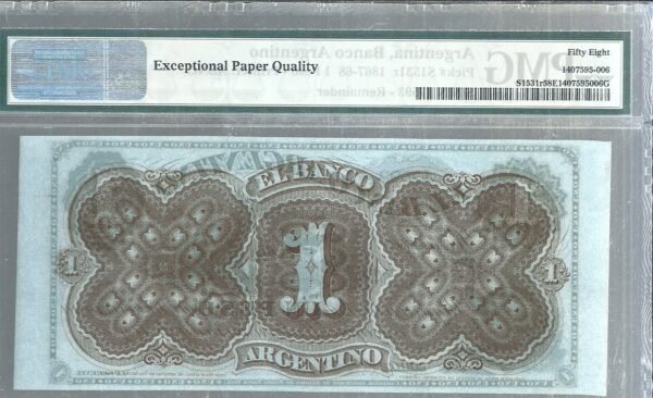 ARGENTINA BILLETE EL BANCO ARGENTINO CERTIFICADO 1767-68 1 PESO - Imagen 2