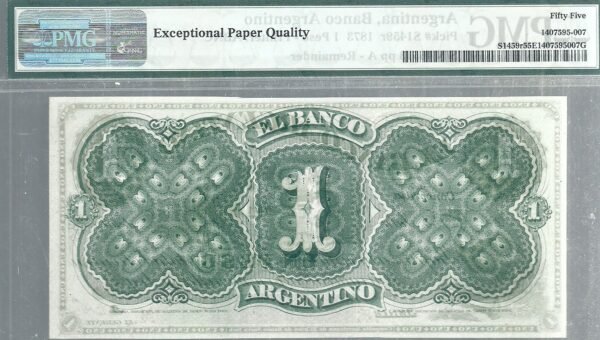 ARGENTINA BILLETE EL BANCO ARGENTINO CERTIFICADO 1873 1 PESO - Imagen 2