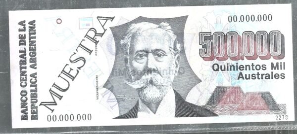ARGENTINA BILLETE MUESTRA 500000 AUSTRALES