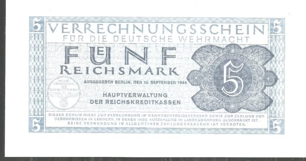 ALEMANIA 5 REICHMARK 1944 OCUPACION WWIII PR 39