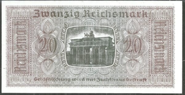 ALEMANIA 20 REICHMARK OCUPACION WWIII PR 139 - Imagen 2