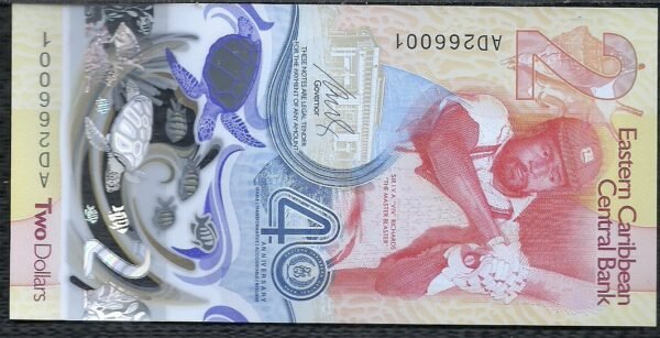 CARIBE DEL ESTE 2 DOLARES PW 61 UNC 2023