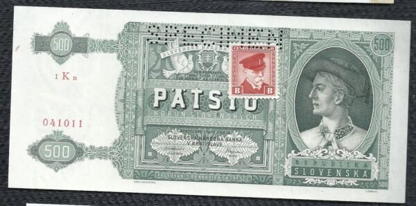 CHECOSLOVAQUIA 500 KORUN SPECIMEN 1940 UNC P 545