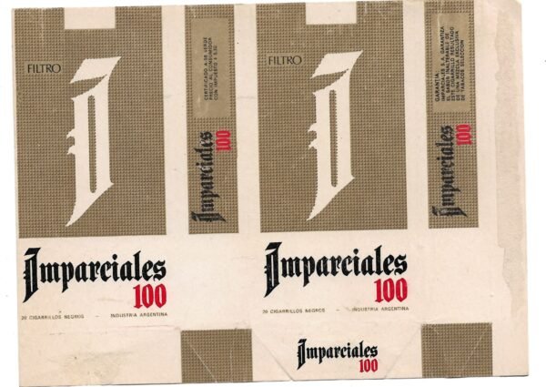 MARQUILLA IMPARCIALES 20 CIGARRILLOS INDUSTRIA ARGENTINA SOFT