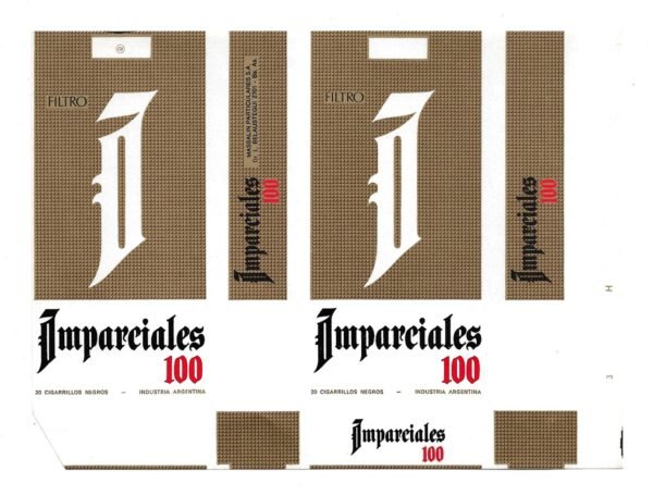 MARQUILLA IMPARCIALES 20 CIGARRILLOS INDUSTRIA ARGENTINA SOFT