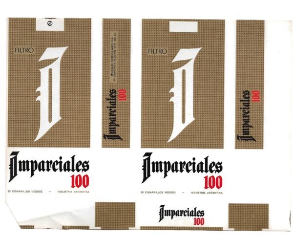 MARQUILLA IMPARCIALES 20 CIGARRILLOS INDUSTRIA ARGENTINA SOFT