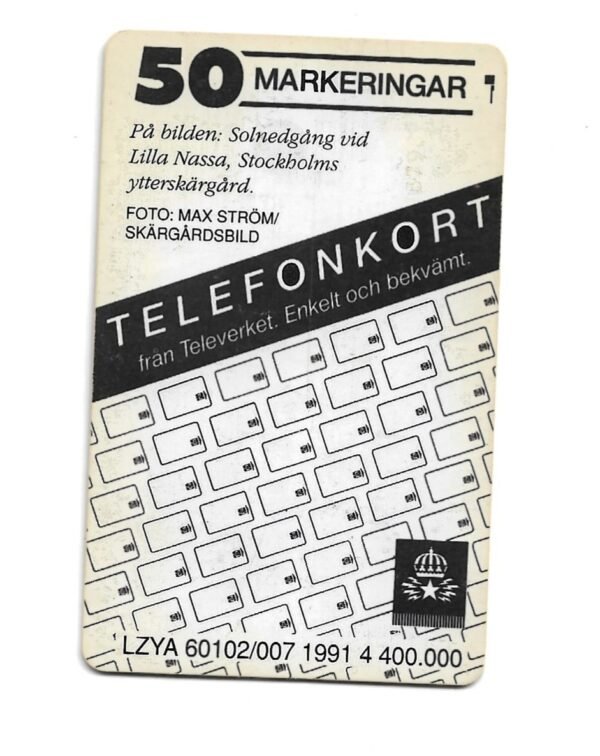 TARJETA TELEFONICA SUECIA 50 UNIDADES PUEBLO 1991