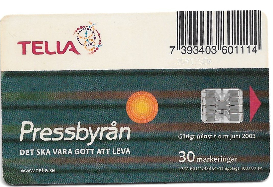 TARJETA TELEFONICA SUECIA 30 UNIDADES FUTBOL 2001