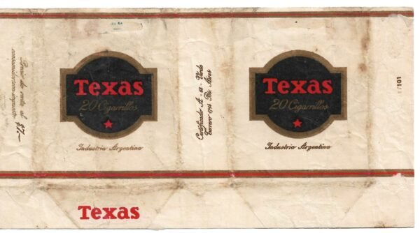 MARQUILLA TEXAS 20 CIGARRILLOS INDUSTRIA ARGENTINA SOFT
