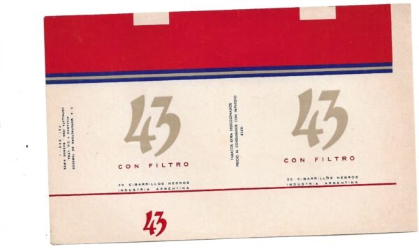 MARQUILLA 43 20 CIGARRILLOS INDUSTRIA ARGENTINA SOFT
