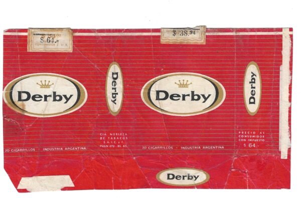MARQUILLA DERBY 20 CIGARRILLOS INDUSTRIA ARGENTINA SOFT