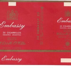 MARQUILLA EMBASSY 20 CIGARRILLOS INDUSTRIA ARGENTINA SOFT