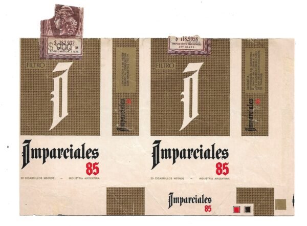 MARQUILLA IMPARCIALES 20 CIGARRILLOS INDUSTRIA ARGENTINA SOFT