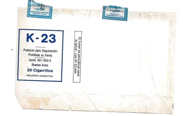 MARQUILLA K-23 20 CIGARRILLOS INDUSTRIA ARGENTINA SOFT