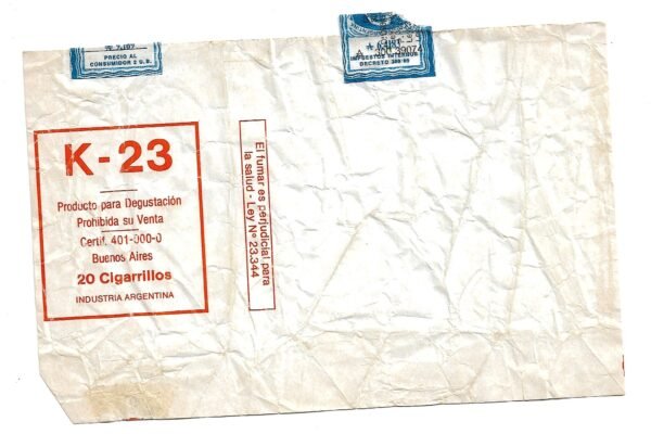 MARQUILLA K-23 20 CIGARRILLOS INDUSTRIA ARGENTINA SOFT