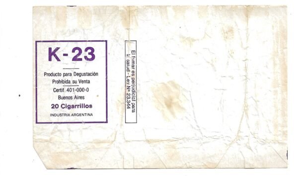 MARQUILLA K-23 20 CIGARRILLOS INDUSTRIA ARGENTINA SOFT