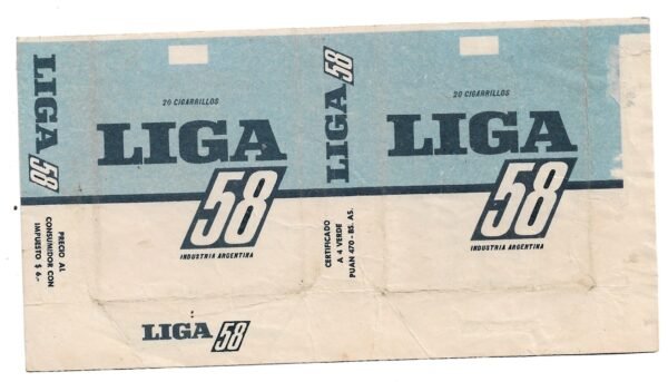 MARQUILLA LIGA 58 20 CIGARRILLOS INDUSTRIA ARGENTINA SOFT