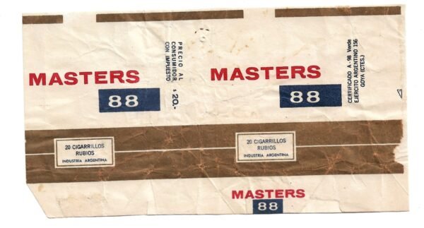 MARQUILLA MASTERS 88 20 CIGARRILLOS INDUSTRIA ARGENTINA SOFT