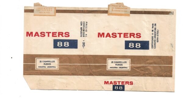 MARQUILLA MASTERS 88 20 CIGARRILLOS INDUSTRIA ARGENTINA SOFT