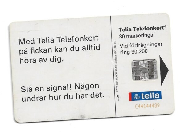 TARJETA TELEFONICA SUECIA 30 UNIDADES PUBLICIDAD 1994