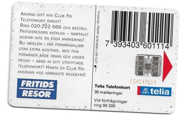 TARJETA TELEFONICA SUECIA 30 UNIDADES PUBLICIDAD 1995