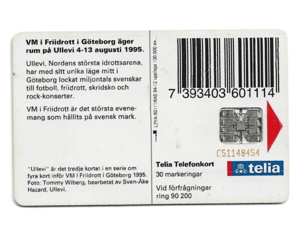 TARJETA TELEFONICA SUECIA 30 UNIDADES ESTADIO 1994